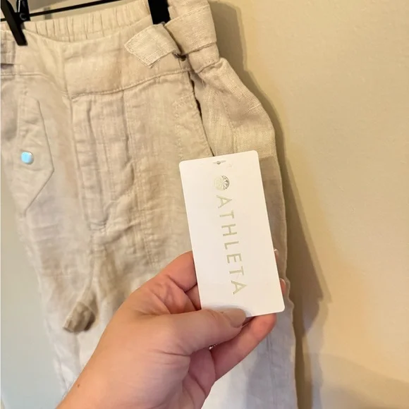 Athleta • NWT Voyager Linen Pant Sz 2 Beige High Rise Pockets Casual Coastal - Picture 6 of 13